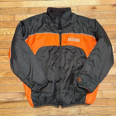 Y2K Cleveland Browns NFL Reversible Winter Heavy Fleece Coat Full Zip Medium - Image 1 of 4