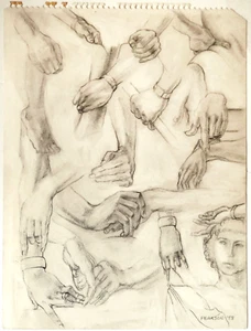 Henry Pearson Handstudie 1958 Original Unikat signiert datiert Zeichnung - Bild 1 von 2