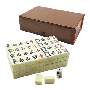 Chinese Mahjong Beige Color Mahjong Set Mah Jong Traditional Chinese - Picture 1 of 11