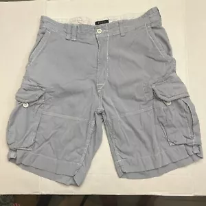Polo Ralph Lauren Cargo Shorts Mens 36 Blue White Heavy Seersucker Classic - Picture 1 of 8