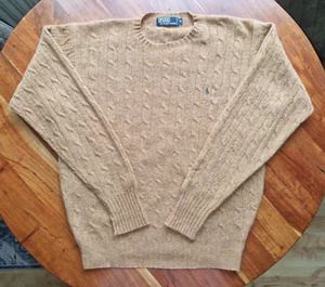 Original Polo Ralph Lauren Herren Pullover Camel braun 100 % Wolle M Zopfmuster - Bild 1 von 6