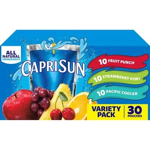 (30 Pouch) Capri Sun Kids Natural Juice Drink Variety Blend, Less Sugar, 6 Fl Oz - Picture 1 of 8