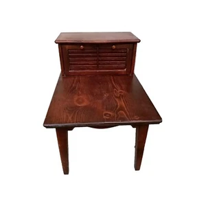Vintage Rustic Oak Step End Table with 1 Drawers & Dark Brown finish , W\Blinds - Picture 1 of 8