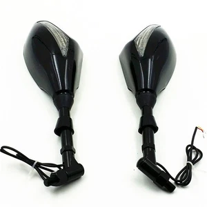 Black LED Turn Signal Mirrors For Suzuki Honda Kawasaki Ducati Street Nake Bike - Foto 1 di 7