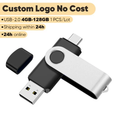 128GB-4GB USB-C Flash Drive Free Custom Logo Engraving Plastic High-Speed USB2.0 - Image 1 of 4