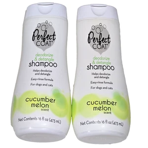 2er Pack Perfect Coat Desodorieren & Entwirren Hundeshampoo Gurke Melone 16oz - Bild 1 von 1