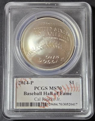 2014-P $1 HOF Cal Ripken Jr., PCGS MS70 - Image 1 of 2