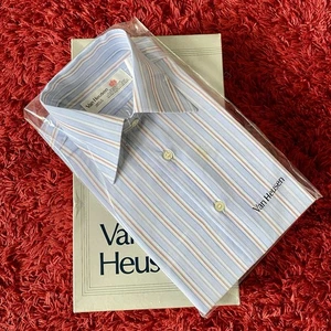 Vintage Mens Van Heusen Men’s Pale Blue Striped Shirt in Original Box - Picture 1 of 9