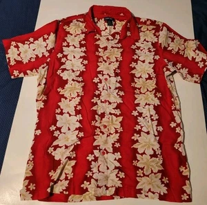 Cherokee Herren Hawaiihemd mit Knopfleiste Hibiskus geblümt weiß und rot XL Baumwolle - Bild 1 von 4