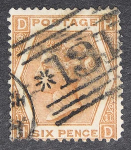 GB SG122 QV 1872 6d Deep Chestnut, Platte 11, HD, gebraucht in Edinburgh (131) - Bild 1 von 2