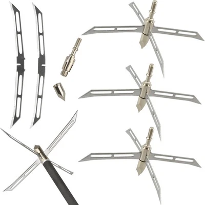 Archery Broadhead 185Gr Arrowhead Blade Arrows Tips Field Compound Bow Hunting - Image 1 of 4