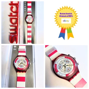 Swatch Chrono Nuovo Navy Berry SCR100 1991 Vintage Orologio da polso NOS Anni 90 - Imagen 1 de 10