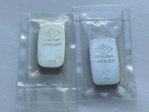 100g Degussa Silber 999 Feinsilber Feinsilber 2x 50 Gramm Barren Set im Blister - Bild 1 von 5
