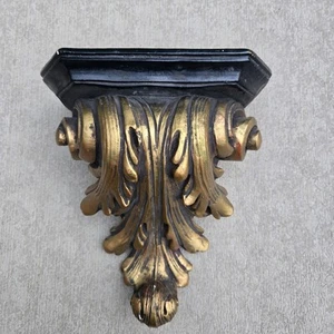 Vintage Wall Shelf Pedestal Gold Scroll Heavy Cast Bronze Hollywood Regency 9"L - Picture 1 of 14