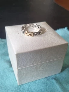 Pandora Infinity Love Ring 14k Gold & Sterling Silver CZ Size 52 / 6 Womens Gift - Picture 1 of 4