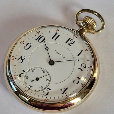 Q72 WONDERFUL 1914 16s ILLINOIS MODEL 7 Grade 303 10K GOLD FILLED! RUNS A+! - Image 1 of 4