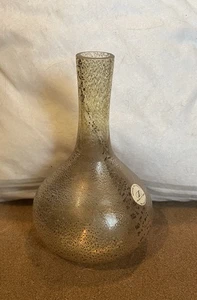 Seguso Viro Murano Vase 5.5” Clear Art Glass with Gold Flecks - Made in Italy - Picture 1 of 8