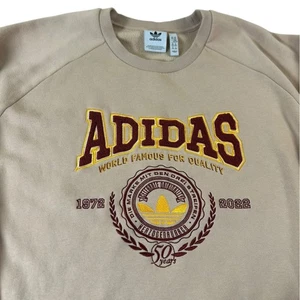 Adidas Originals Varsity Retro Rundhalsausschnitt Beige Chenille Logo 50th Anniv Herren 2XL - Bild 1 von 14