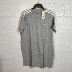 Adidas Plus Size Essentials 3-Stripes Boyfriend T-Shirt Dress - grey/white 2X - Picture 1 of 7