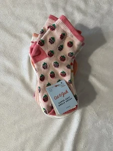 Cat & Jack Girls 6 Pair Super Soft Ankle Sock Pack Size M 9-2.5 Fruit - Picture 1 of 4