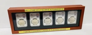 Hall of Fame 2014-P 90% Silver Autographed Curved 5 Coin Set NCG Graded MS70 - Picture 1 of 11
