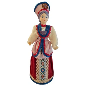 Vintage russische Kegel Matreshka 10" Handarbeit Volkskunst Puppe bemalt Porzellan Gesicht - Bild 1 von 6