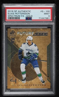 2018 SP Authentic Spectrum FX Bounty Gold /50 Elias Pettersson PSA 9 Rookie RC - Image 1 of 2