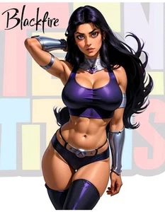 FanArt Waifus Card aceo–Retro Jumbo 8x10" Pin Up Limited Ed. Blackfire T Titans - Picture 1 of 1