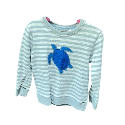 Mini Boden Boy's Gray Striped Turtle Applique Long Sleeve Shirt 4-5y - Image 1 of 3