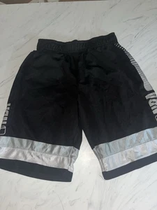 Nba Black White Silver Basketball Trim Basketball Shorts sz Small Stripe - Picture 1 of 2