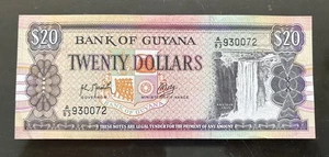 GUYANA 20 DOLLARS BANKNOTE 1989-1992 HIGH GRADE VERY NICE CONDITION L65 - Picture 1 of 2