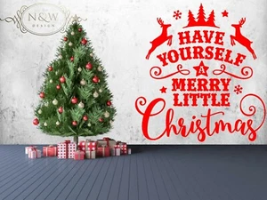 Have Yourself A Merry Little Christmas Business Home Wall Window Sticker Decal - Picture 1 of 5