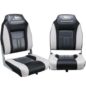 Seamanship 2X Folding Boat Seats Seat Marine Seating Set All Weather Swivels BK - Picture 1 of 7