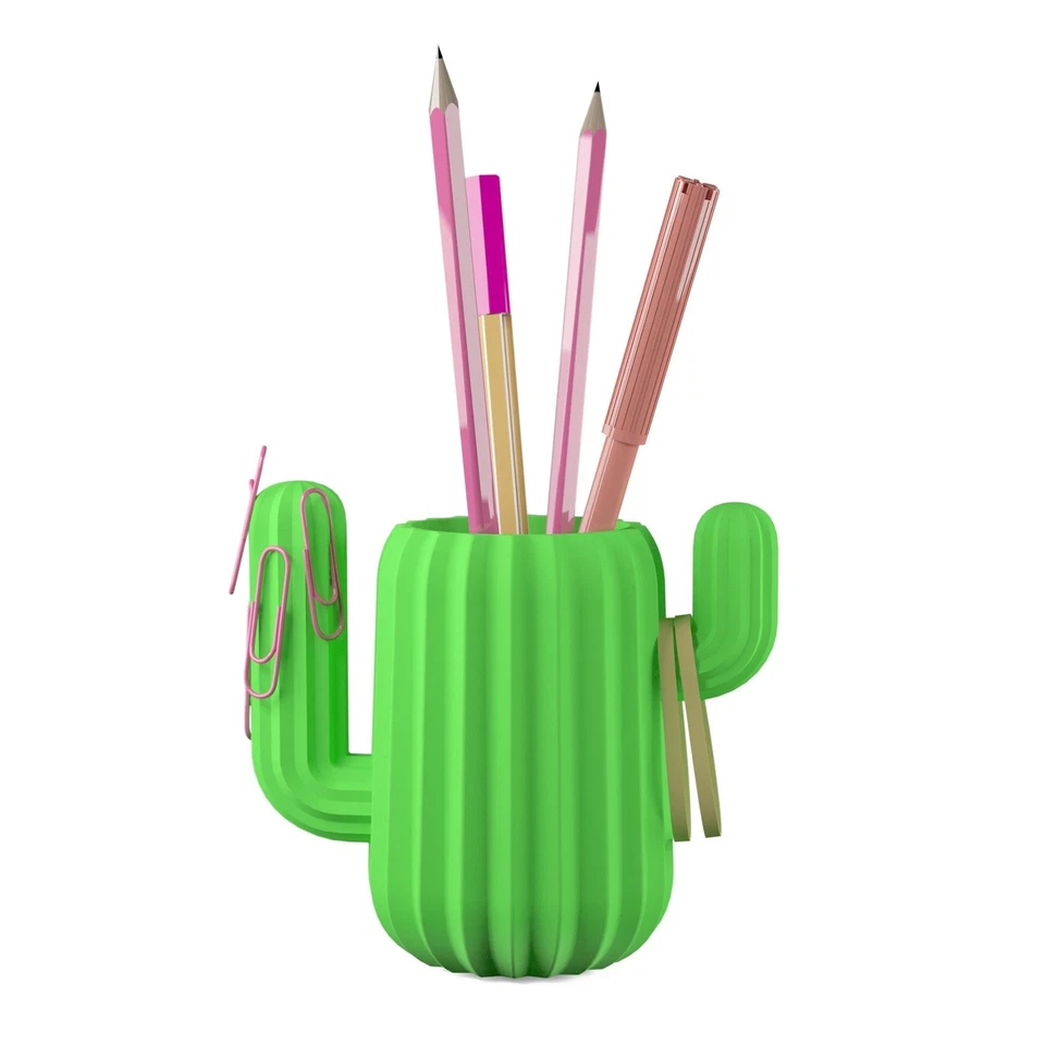 Mustard Cactus Desktop Organiser Pen Holder Green Desk Accessory