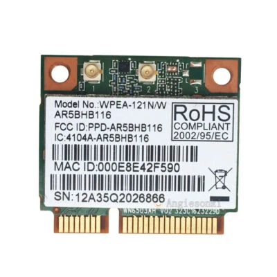 ATHEROS AR5BHB116 AR9382 DUAL BAND 300Mbps 802.11n WiFi Mini PCI-E Wireless Card - Image 1 of 3
