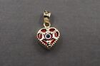 14K Yellow Gold 0.55&quot; Small Heart Red Evil Eye Good Luck Charm Pendant.