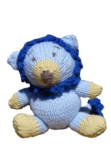 Lion Blue Toy Plushie Stuffed Animal Brand New Toy Soft Hand Knitted Safari Toy - Picture 1 of 6