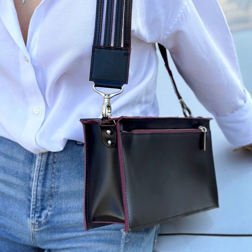 COACH Borsa a tracolla donna VERA PELLE borsetta donna nera borsetta fatta a mano