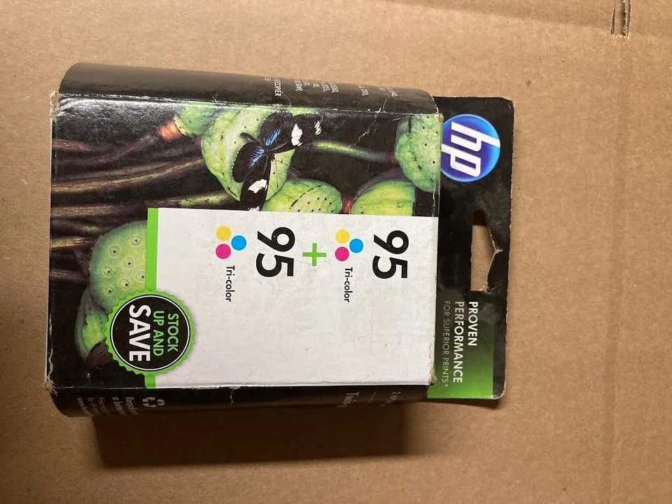 2 X HP 95 Tri Ink Cartridge New Sealed Expired 12/2013 Genuine Original - Image 1 of 1