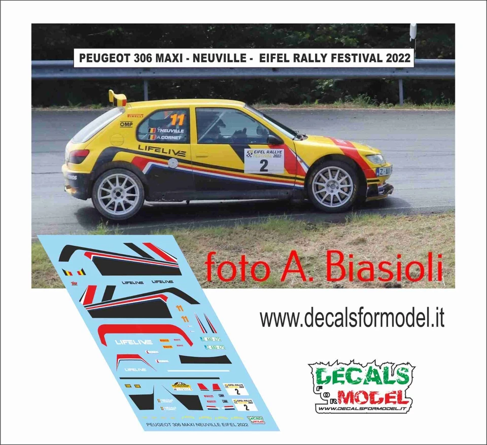 DECALS 1:43 PEUGEOT 306 MAXI NEUVILLE EIFEL RALLY 2022 - Immagine 1 di 1