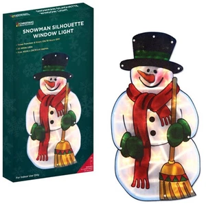 45cm LED Light-up Snowman Silhouette Metallic Christmas Xmas Decoration Decor - Picture 1 of 9