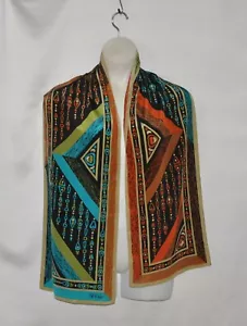Bob Mackie Wearable Art Fantasy Pyramid Silk Scarf W/Gift Box--Green Multi - Picture 1 of 4