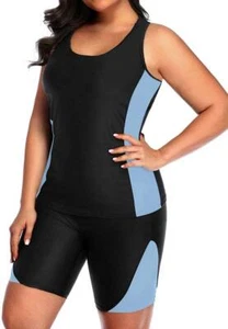 DACI Black Plus Sz 20 Removable Pads Tankini & Boy Shorts 2 Pc Swimsuit NEW NWT - Picture 1 of 4