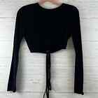 Princess Polly Black Ribbed Open Back Crop Top Size 8