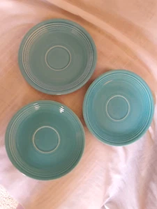Set of 3 Vintage Fiesta Ware 6" Saucers in Turquoise - Picture 1 of 5