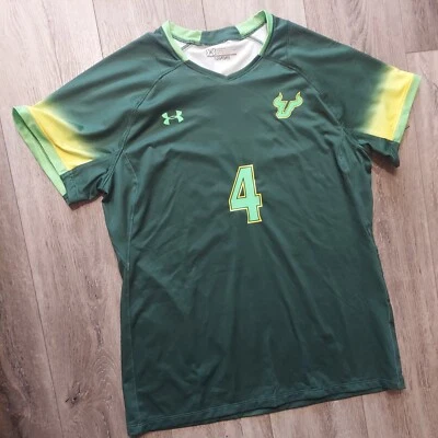 Camiseta suelta de manga corta Under Armour para mujer usada en excelente estado talla grande 4 verde USF Bulls Foto 1 de 3