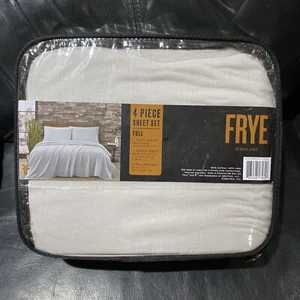 FRYE Linen Cotton Blend Gray FULL Sheet Set 4PC - Picture 1 of 8