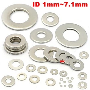 304 Stainless Steel Flat Washers Inner Diameter 1~7.1mm Gasket For Screws Bolts - Picture 1 of 13