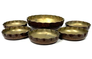 Copperware Large Bowl & 5 Small Bowl Set Tsubame Tsuiki Vintage Japan - Picture 1 of 3