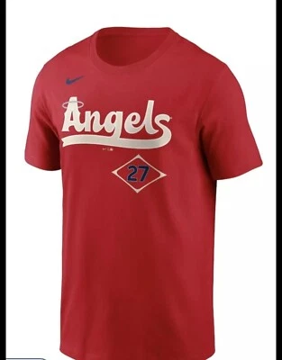  Camiseta Nike Mediana Roja Angels Mike Trout 27 Camisa Manga Corta Foto 1 de 4